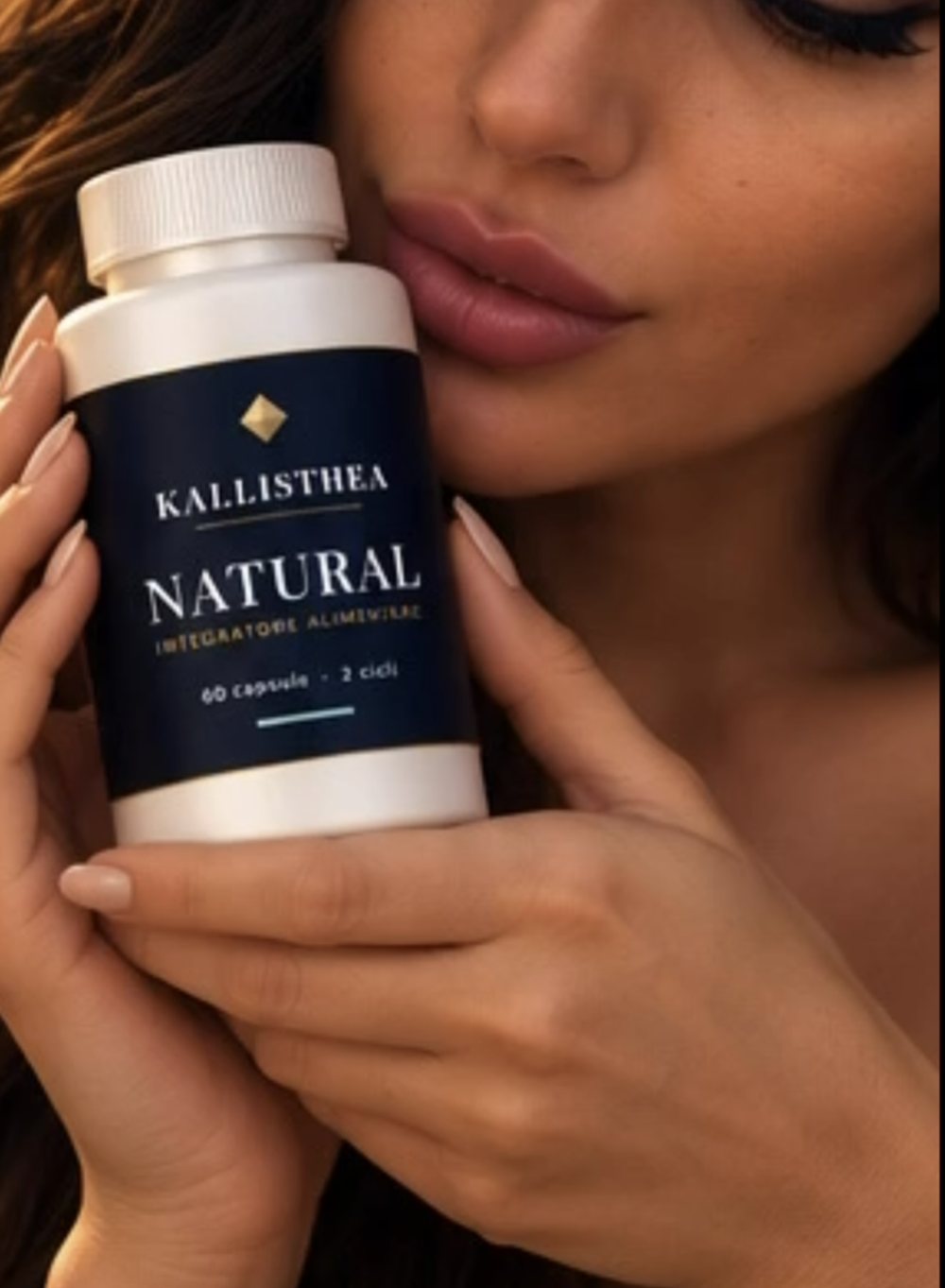 Una donna tiene in mano la confezione di KALLISTHEA NATURAL